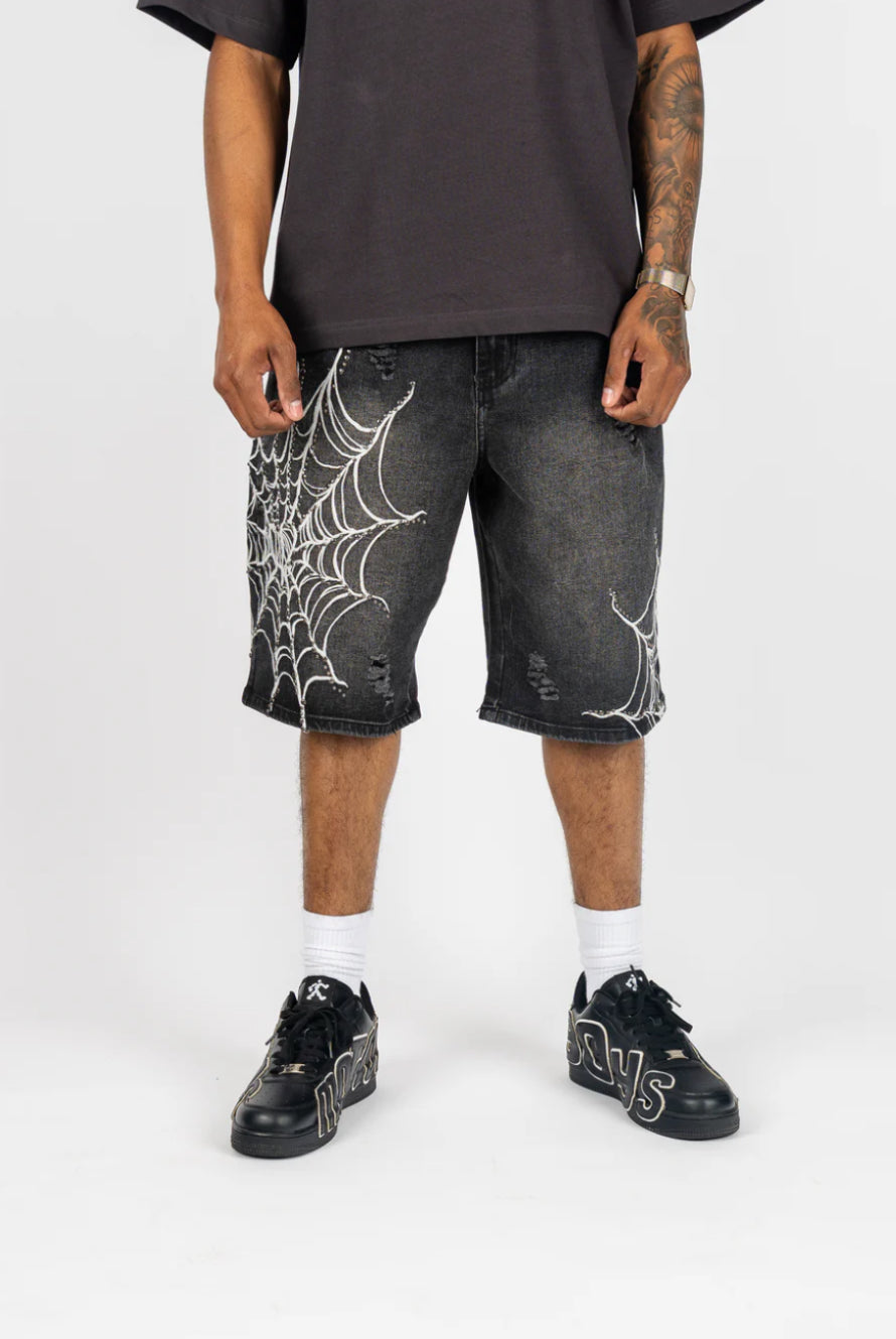 Rebel Mind Web Black Jorts