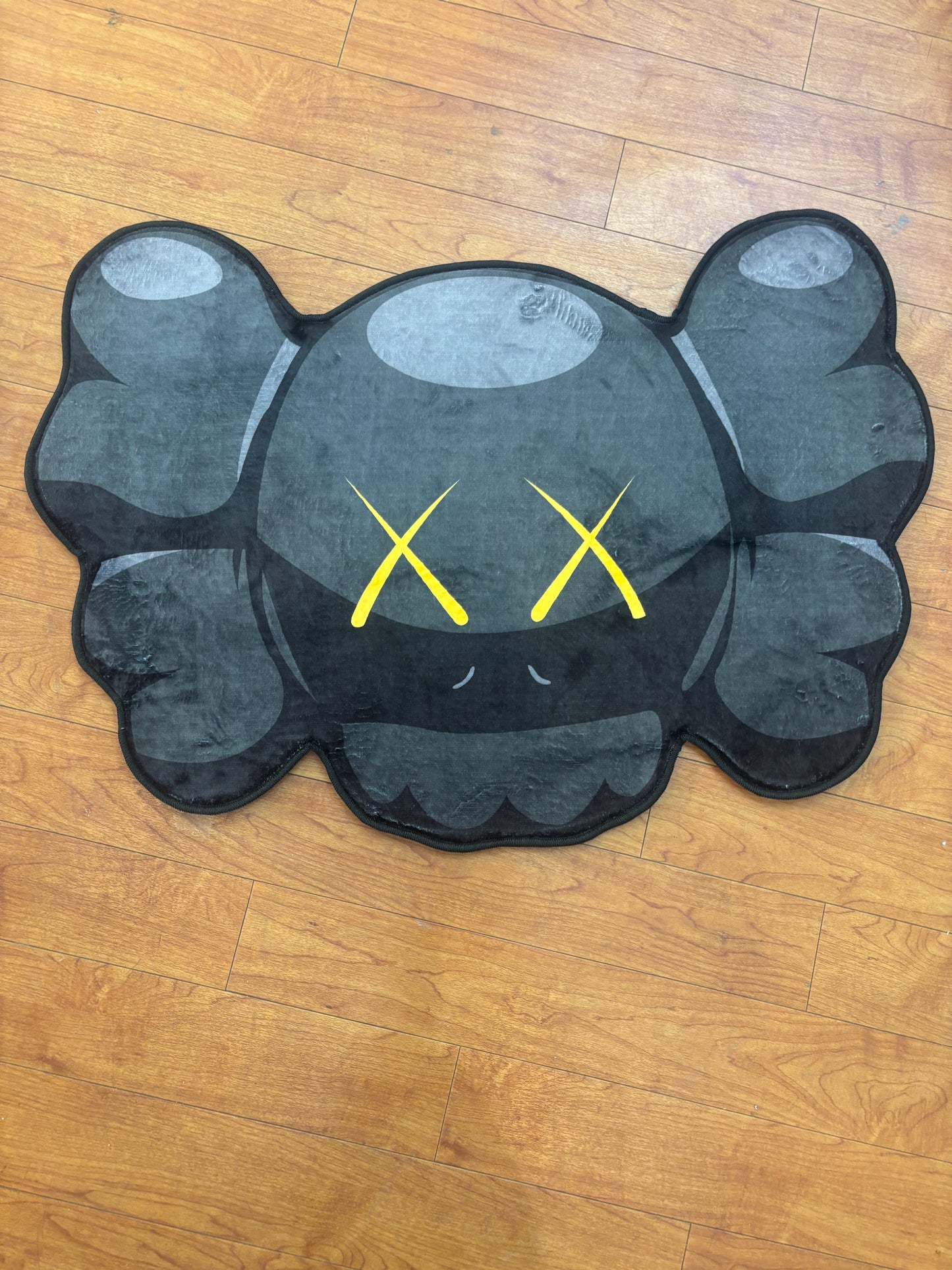 KAWS Head Black/Yellow Rug