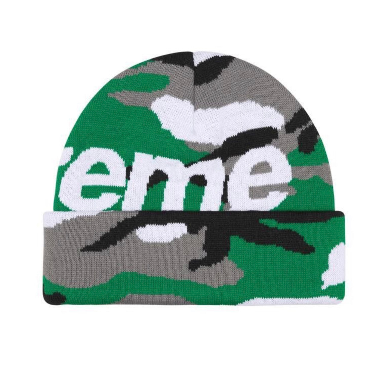 Supreme Big Logo Beanie Green Camo