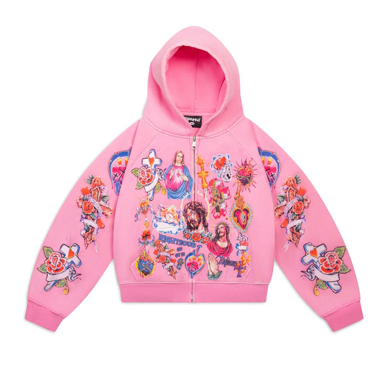 Righteous Risen King Pink Zip Up Hoodie