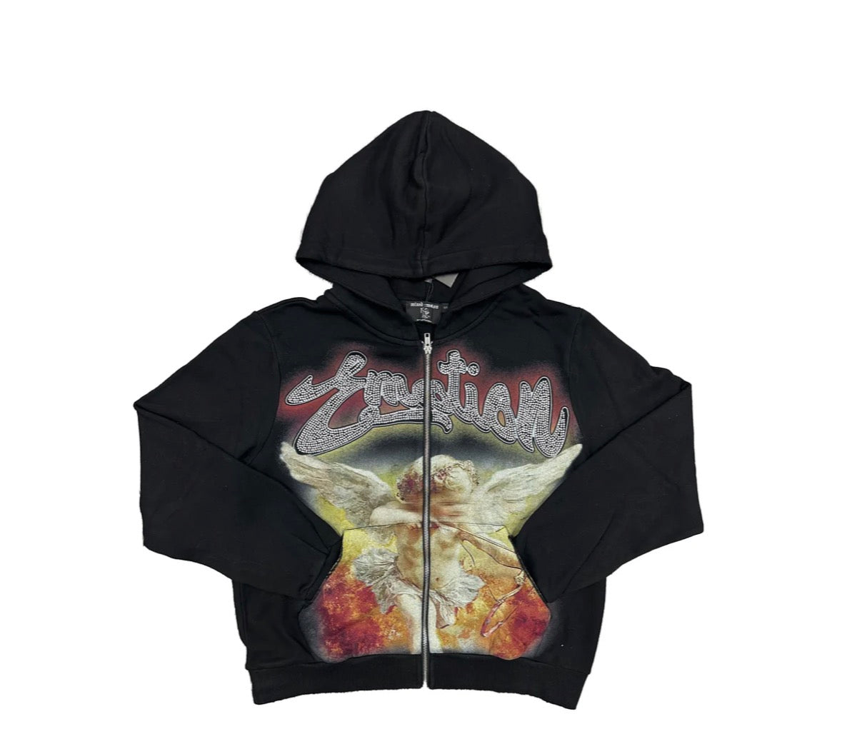 Mixed Emotion Rhinestone Black Hoodie