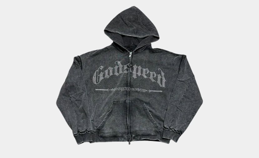 GodSpeed Studded OG Logo Grey Hoodie