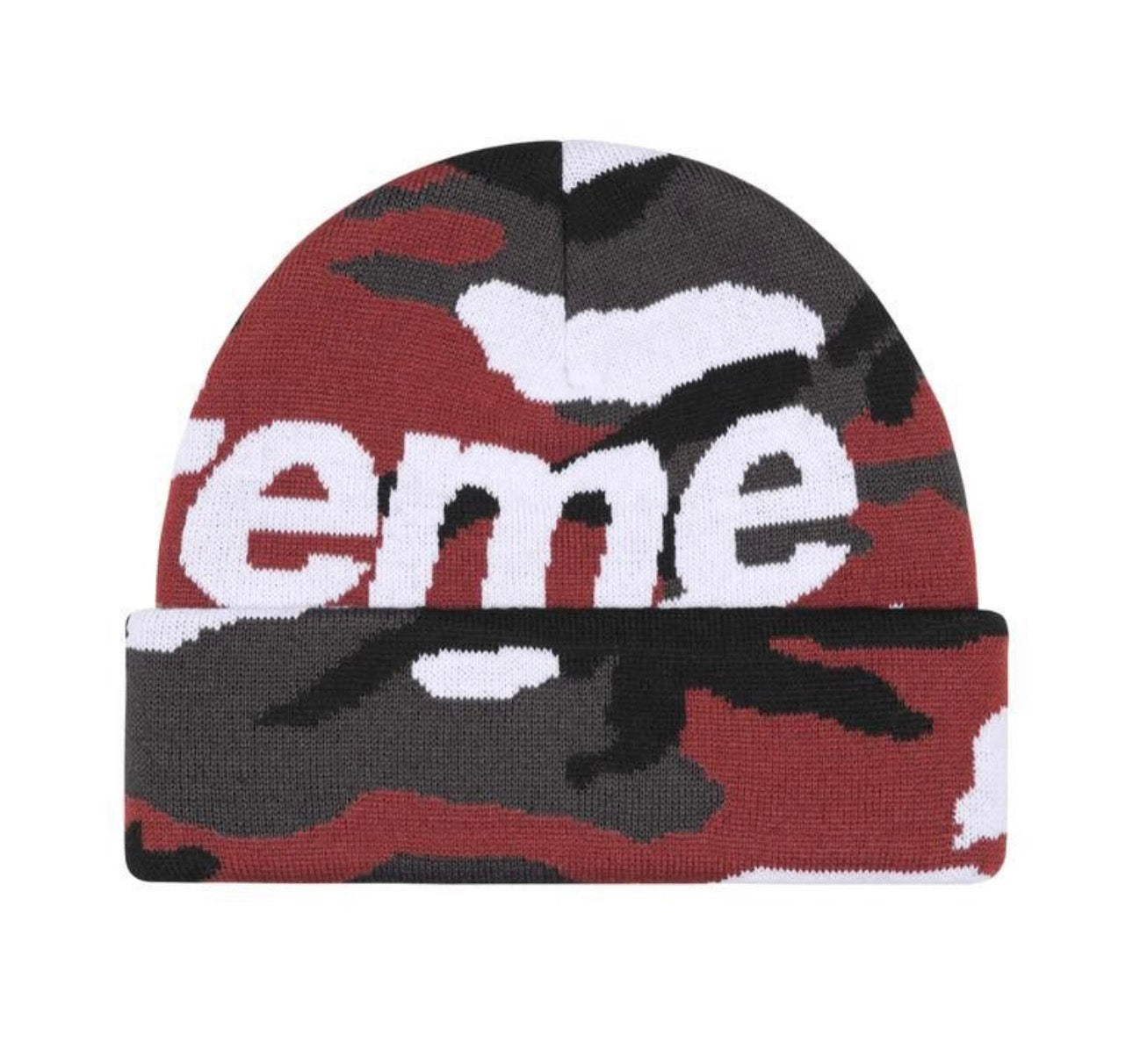 Supreme Big Logo Beanie Red Camo