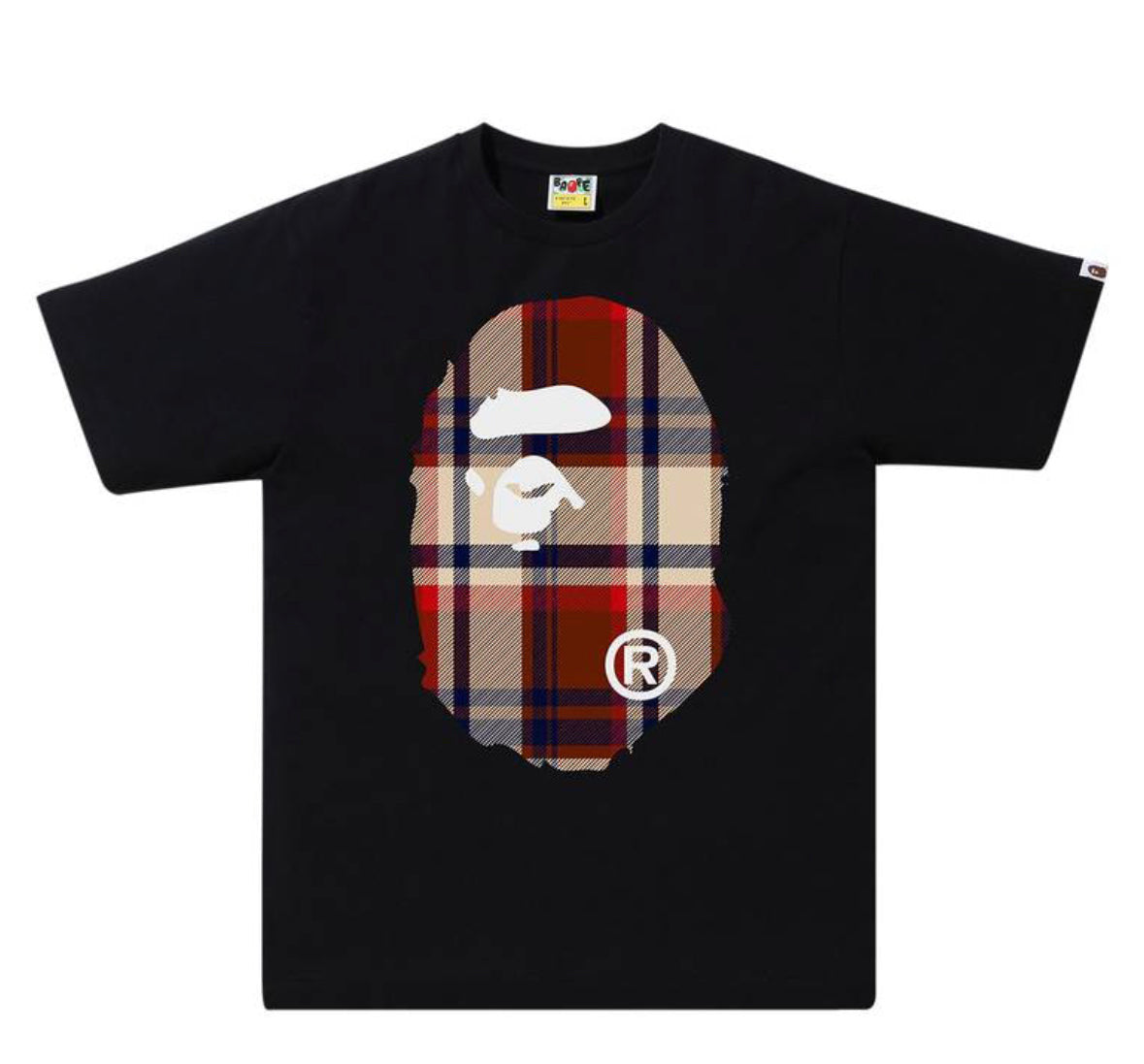 BAPE Check Big Ape Head Black Tee