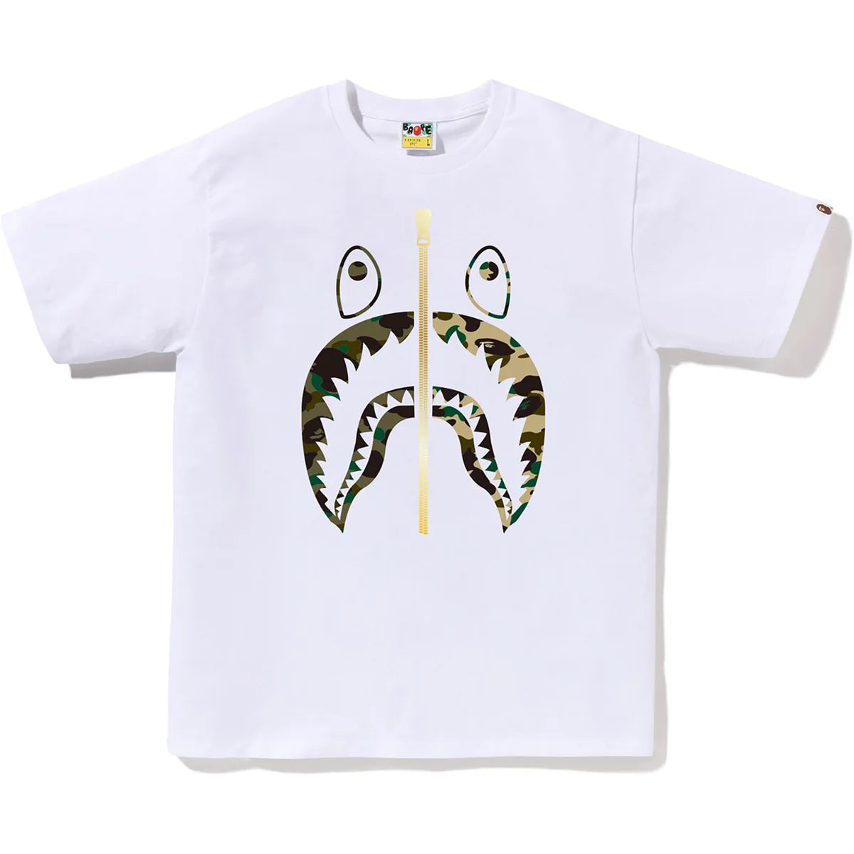 BAPE ABC Camo Gold Zip Shark Tee