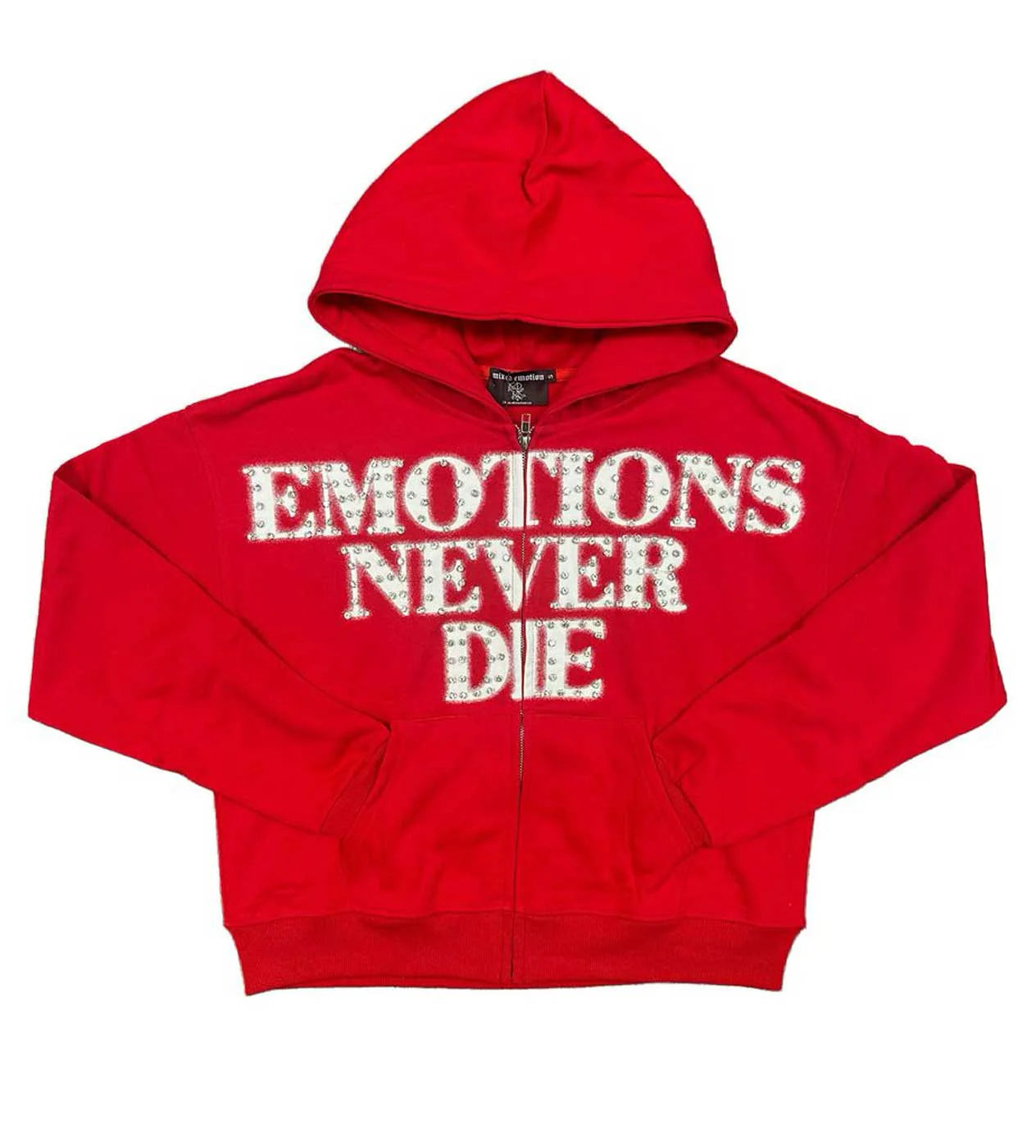 Mixed Emotions Red END Rhinestone Hoodie