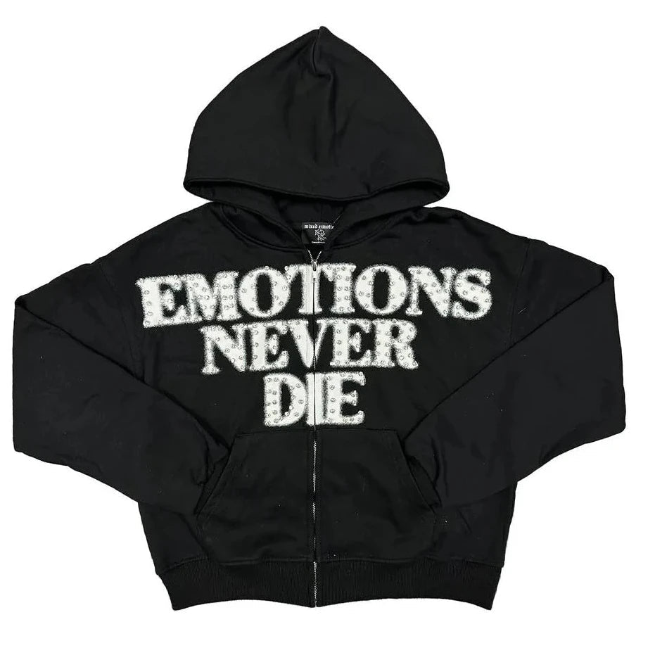 Mixed Emotion Black END Rhinestone Hoodie