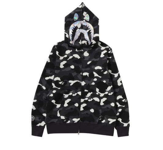 BAPE City Camo Zip Up Black Hoodie (Used)