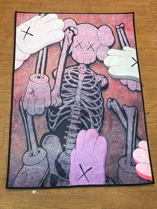 Pink Skeleton Kaws Rug