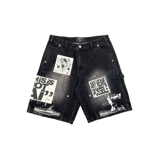 Mixed Emotion AI Denim Black Shorts