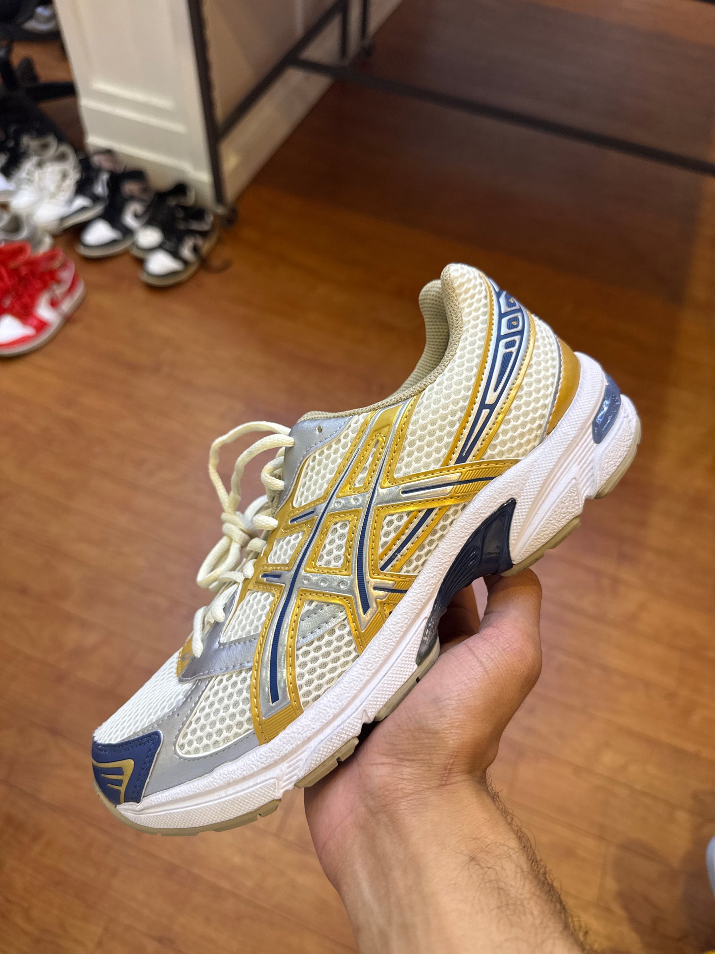 ASICS Gel 1130 Cream Pure Silver Gold Blue (Used)