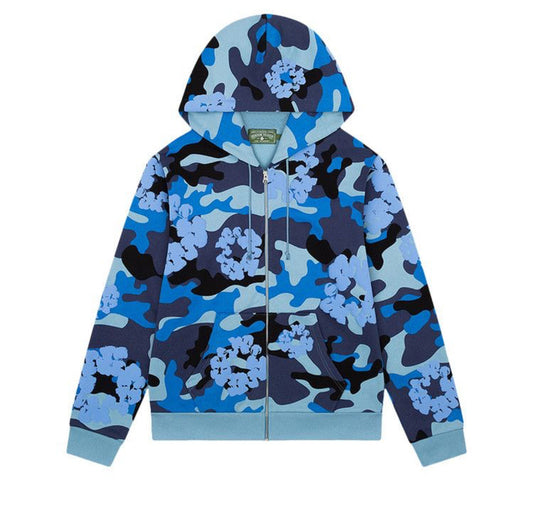 Denim Tears Blue Camo Zip Up