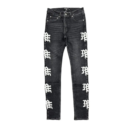 Mixed Emotion Monogram Black Wash Jeans