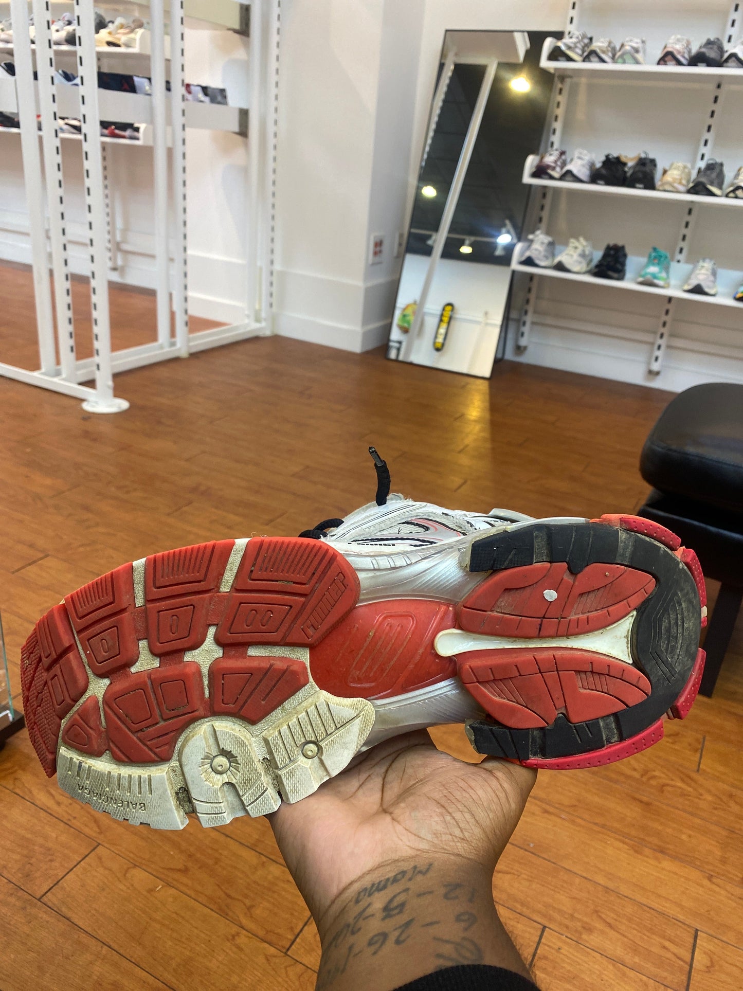 Balenciaga Mesh Runner White/ Red (Used)