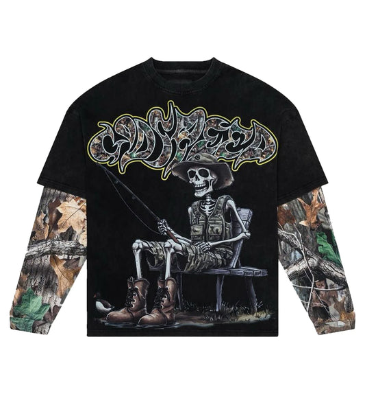 Godspeed Gone Fishing Black L/S Tee