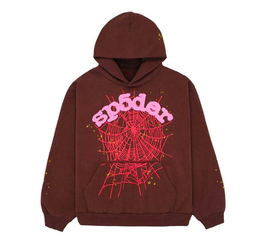 Sp5der Web Brown Hoodie