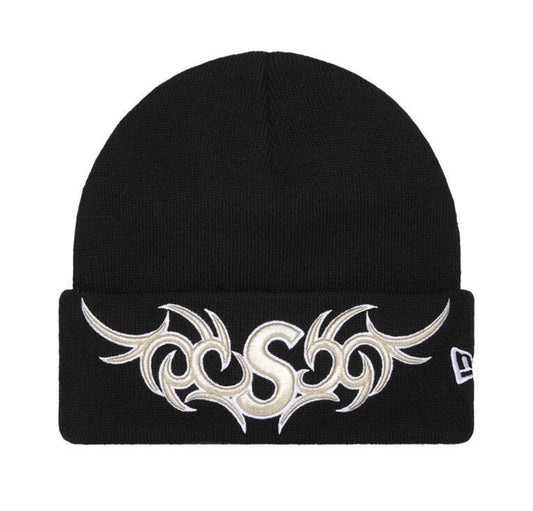 Supreme New Era Tribal S Logo Beanie Black