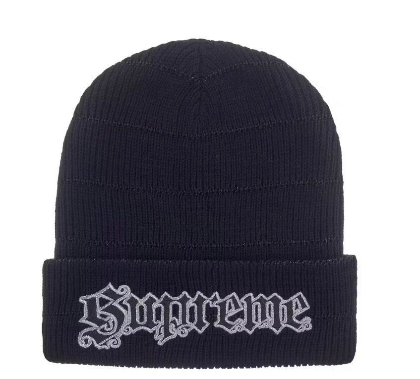 Supreme Metallic Stripe Black Beanie