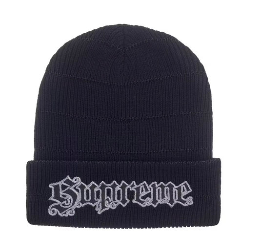 Supreme Metallic Stripe Black Beanie
