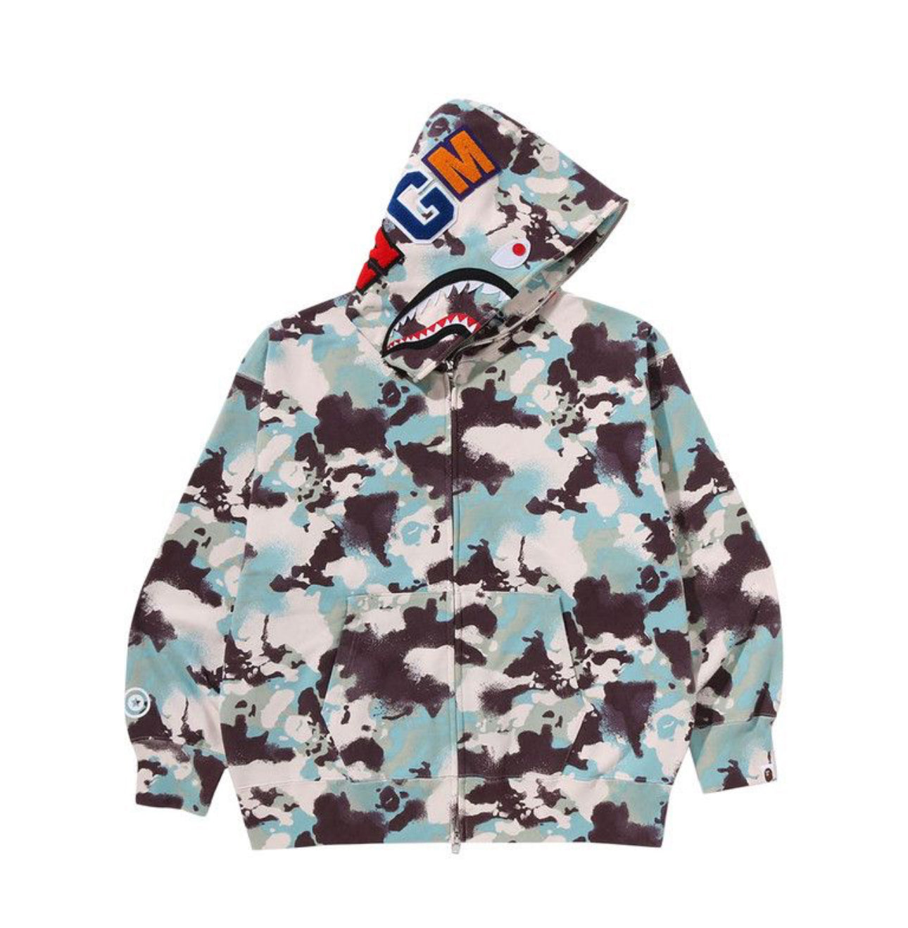 BAPE Map Camo Shark Relaxed Fit Full Zip Hoodie Multicolor