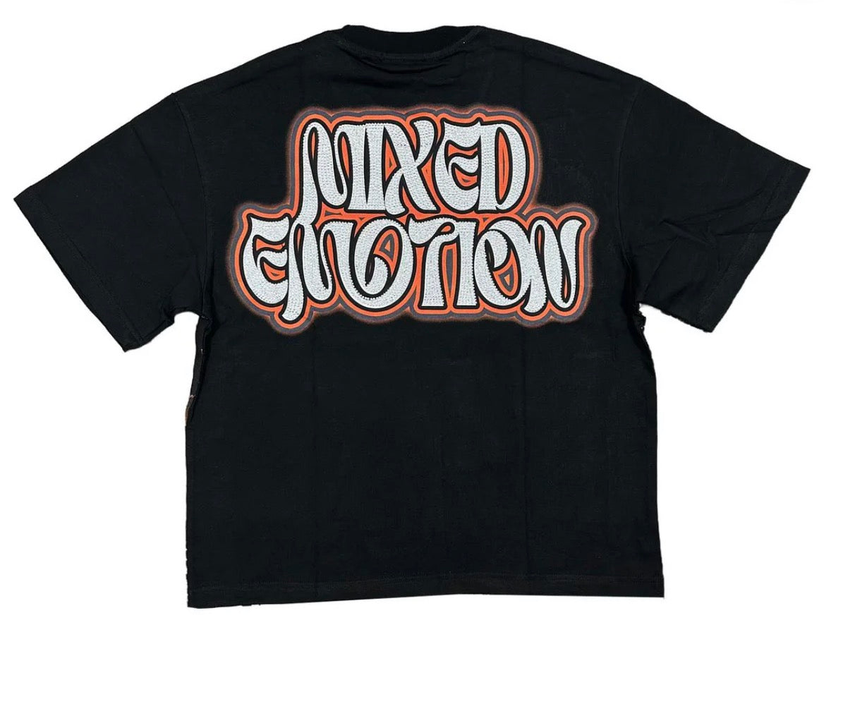 Mixed Emotion Twin Rhinestone Black Tee