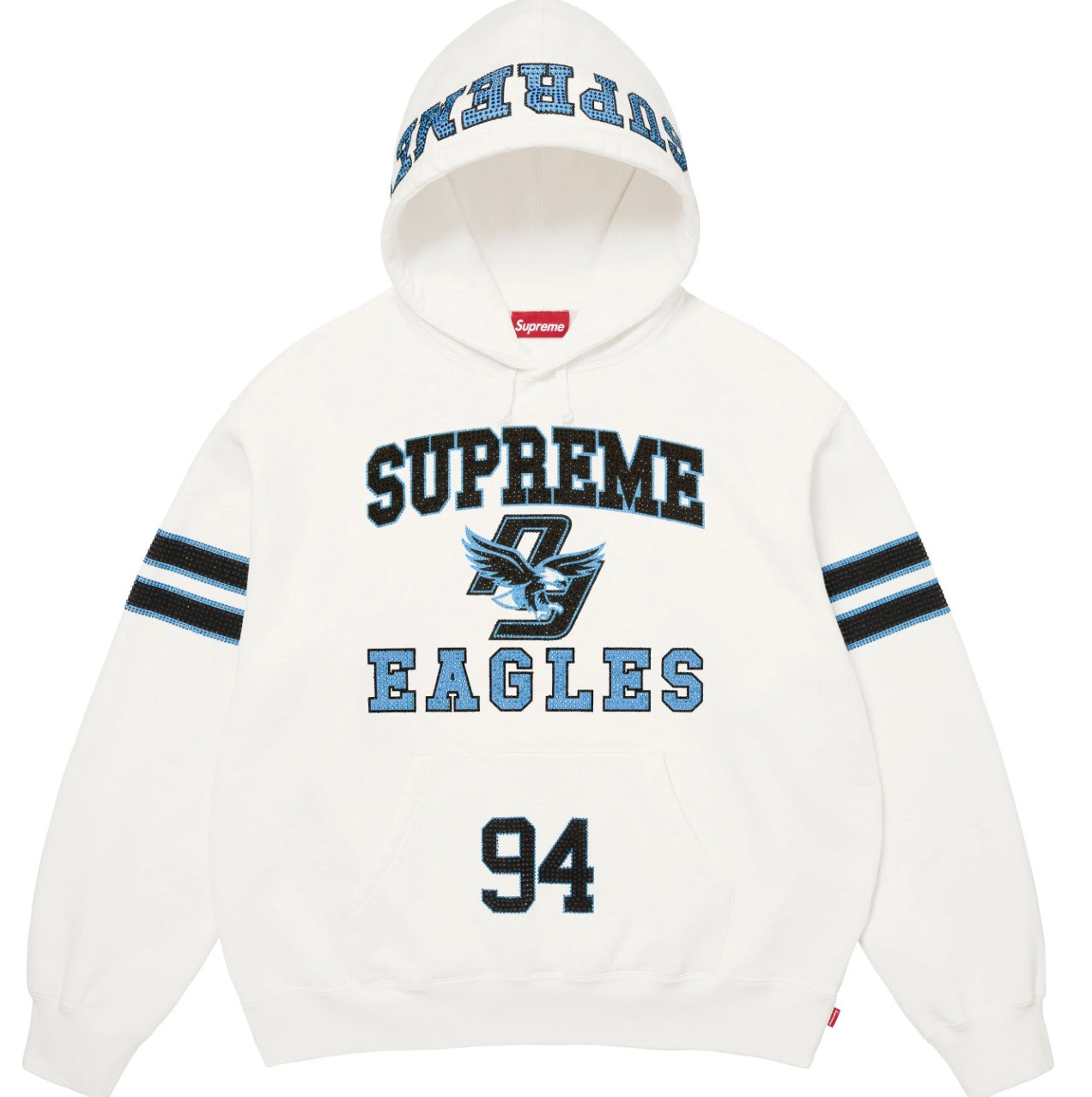 Supreme Rhinestone Eagle Blue Hoodie
