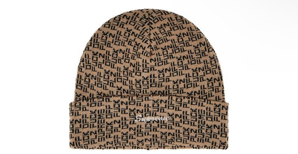 Supreme F* OFF Beanie Tan