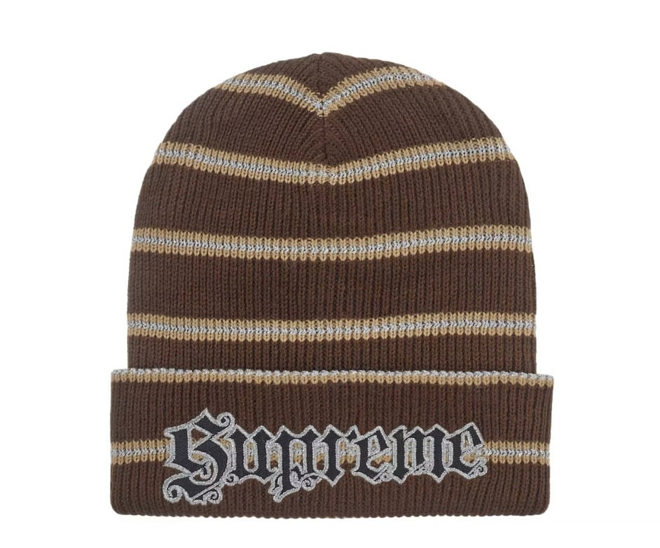 Supreme Metallic Stripe Brown Beanie