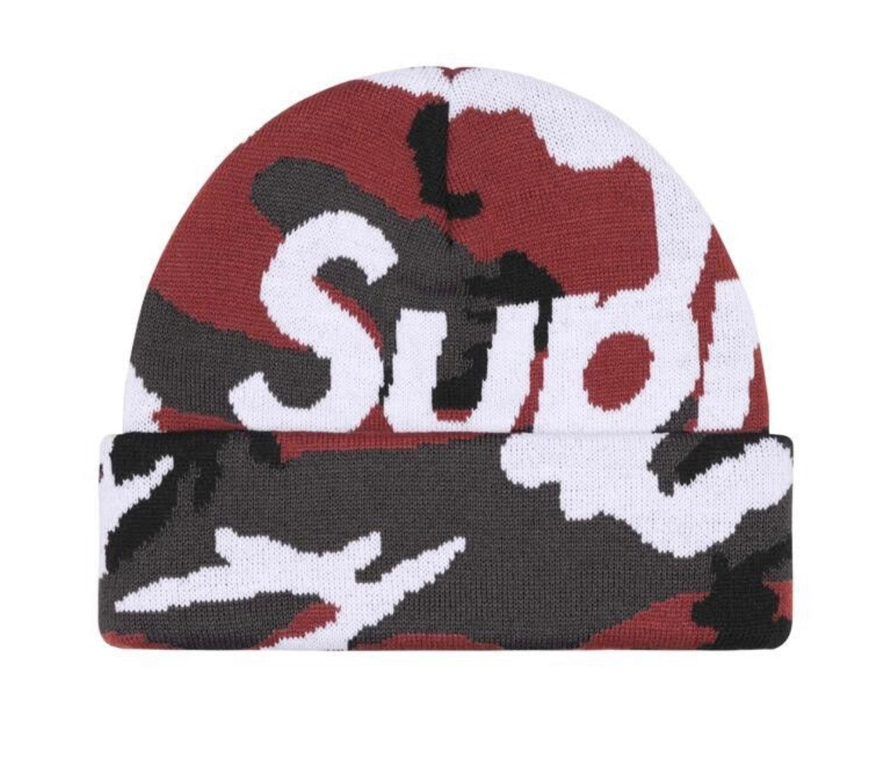Supreme Big Logo Beanie Red Camo