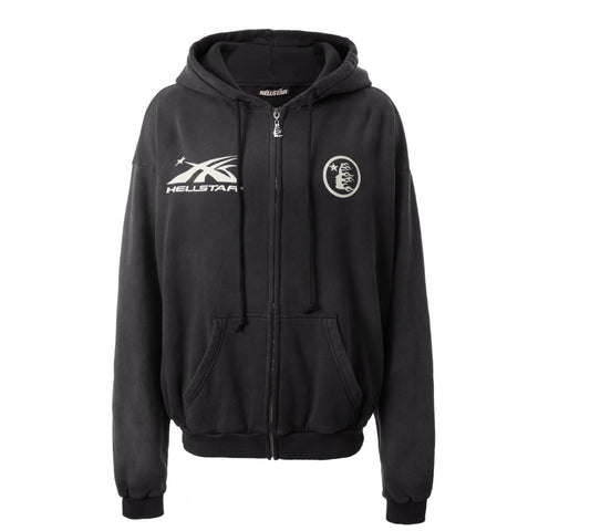 Hellstar Logo Zip Up Black Hoodie