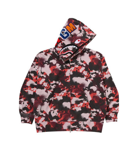 BAPE Map Camo Shark Relaxed Fit Full Zip Hoodie Red