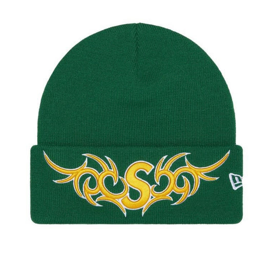 Supreme New Era Tribal S Logo Beanie Green
