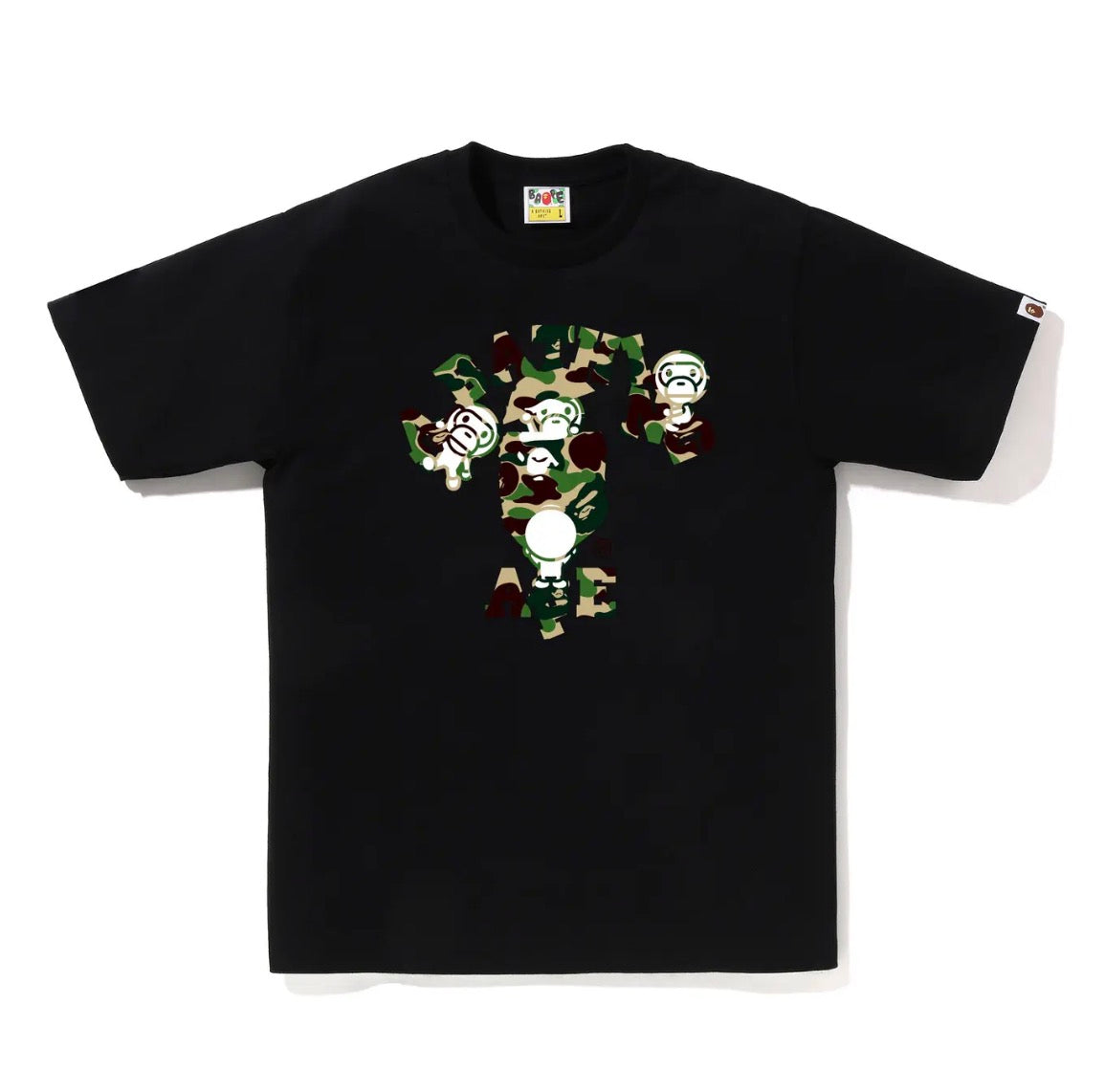 BAPE Camo College Tee Black/ Green With Baby Milo