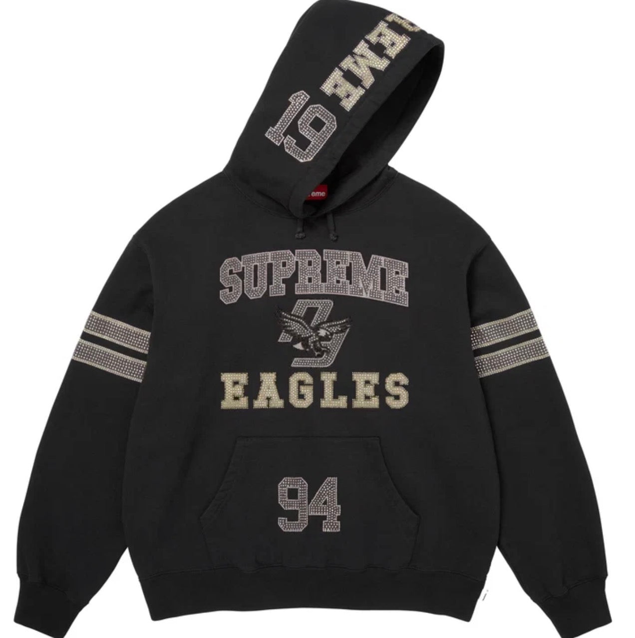Supreme Rhinestone Eagle Black Hoodie