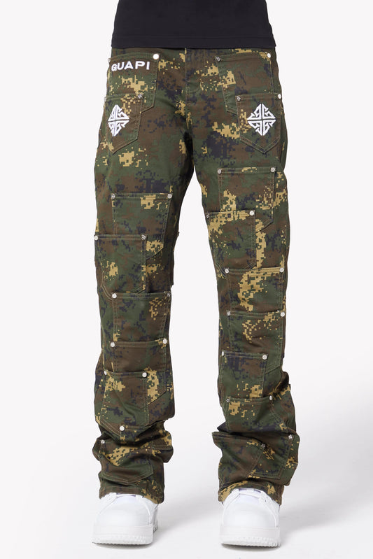 Guapi Camo Pockets Flared Denim