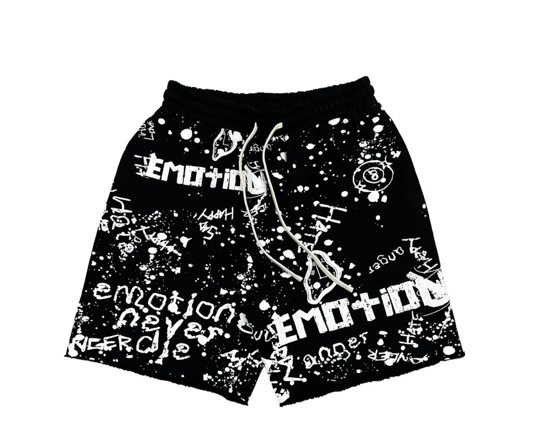 Mixed Emotion Black Graffiti Shorts