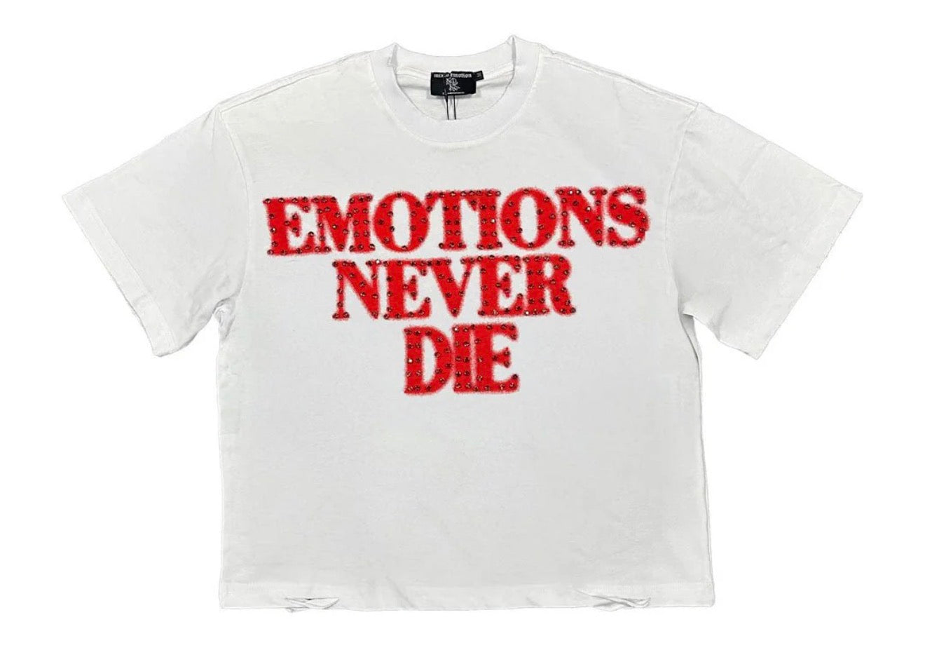 Mixed Emotions Rhinestone White Tee