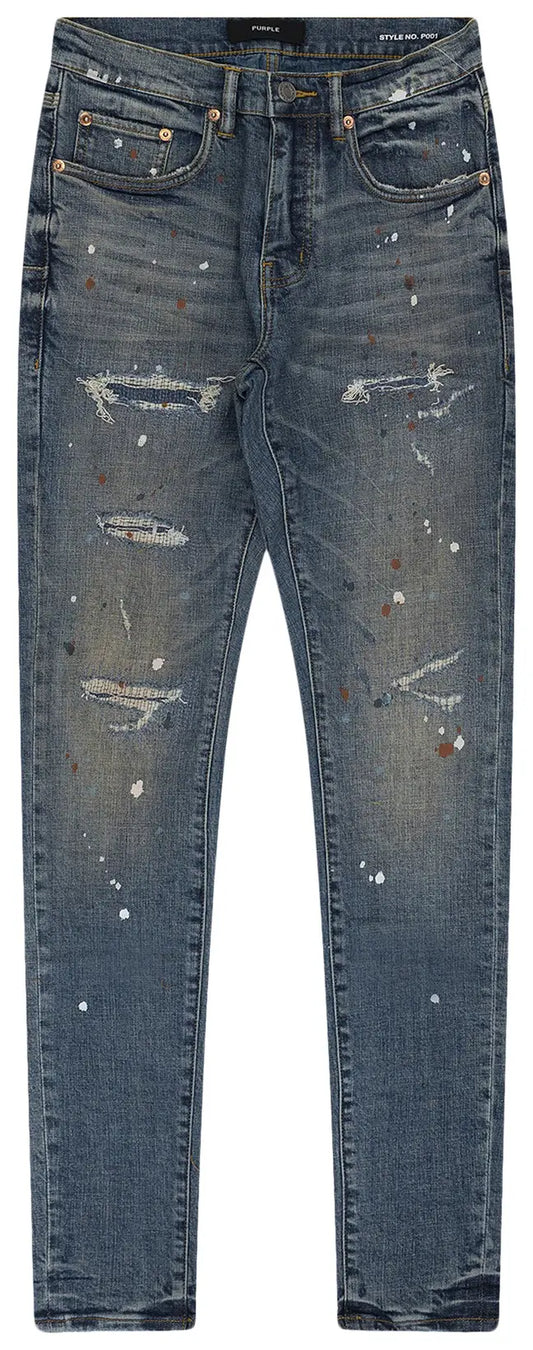 Purple Brand Indigo Splatter Paint Jeans