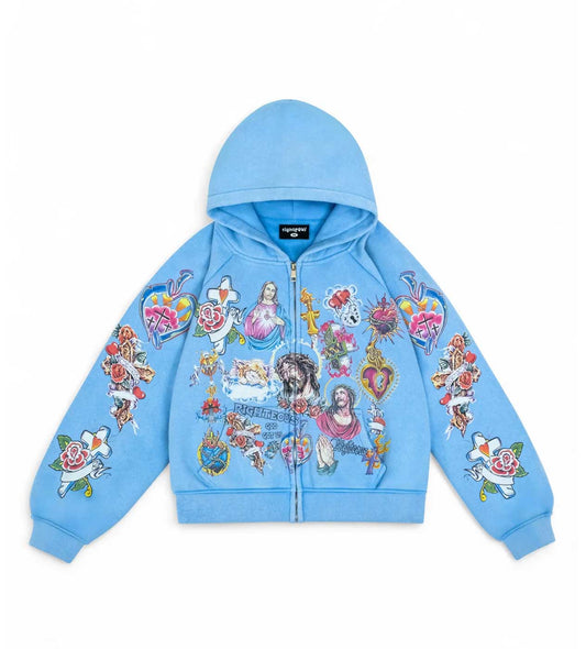 Righteous Risen King Blue Zip Up Hoodie