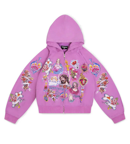 Righteous Risen King Purple Zip Up Hoodie