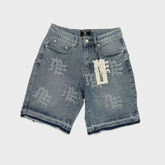 Mixed Emotions Rhinestone Blue Denim Shorts