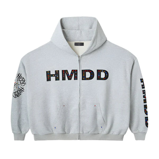 HMDD Chimestone Heather Grey Zip Up Hoodie