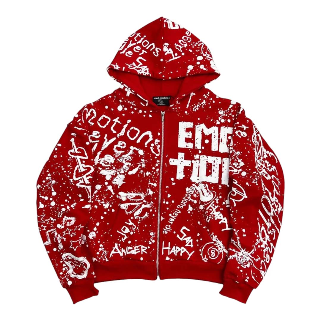 Mixed Emotions Red Graffiti Zip Up